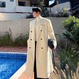 IEFB Men Woolen Coat Autumn Winter Korean Fashion