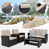 Shintenchi 4-Piece Outdoor Patio Furniture Set, Wicker Rattan