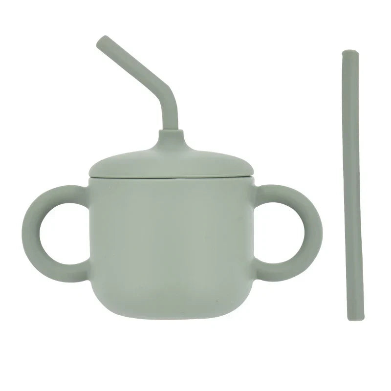 Silicone Baby Feeding Straw Cup Kids Learning Big