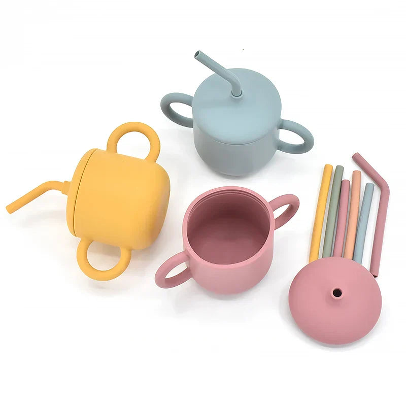 Silicone Baby Feeding Straw Cup Kids Learning Big