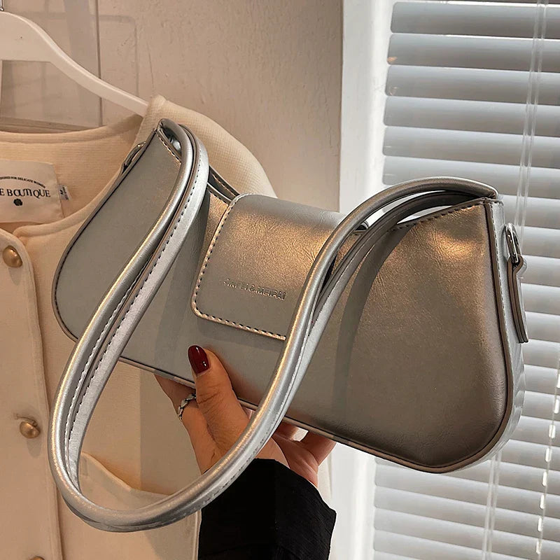Simple Shoulder Underarm Bags for Women Texture Pu