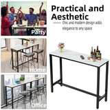 Sintered Stone Bar Table White Rectangle Counter Height