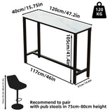 Sintered Stone Bar Table White Rectangle Counter Height