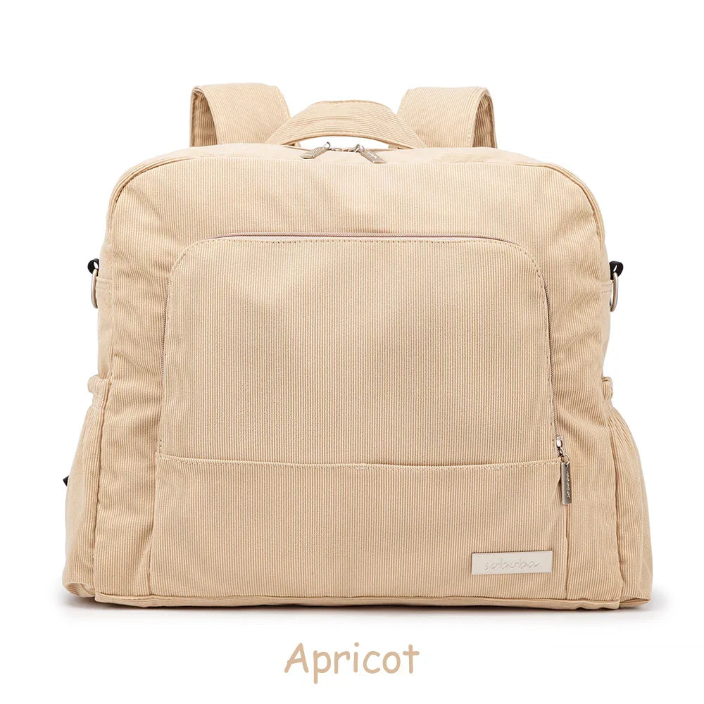 Soboba Corduroy Diaper Backpack for Mom Large Capacity