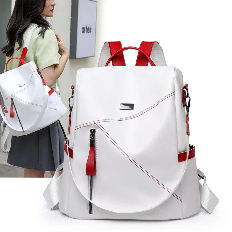 Soft Leather Stitching Women's Backpacks Antitheft Back Zipper