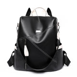Soft Leather Stitching Women's Backpacks Antitheft Back Zipper