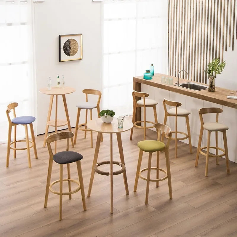 Solid Wood Bar Chair Back Simple North European