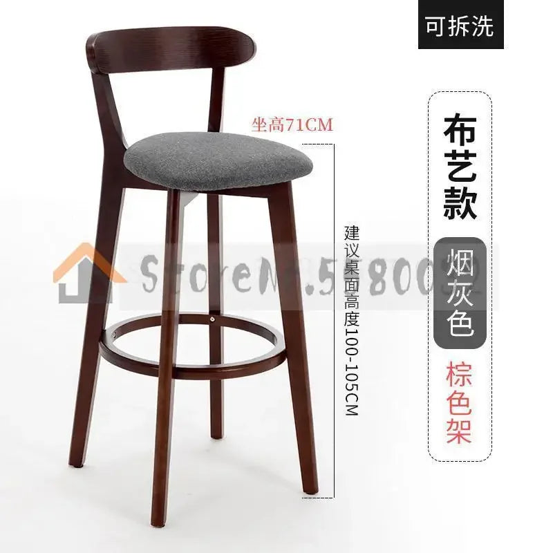 Solid Wood Bar Chair Back Simple North European