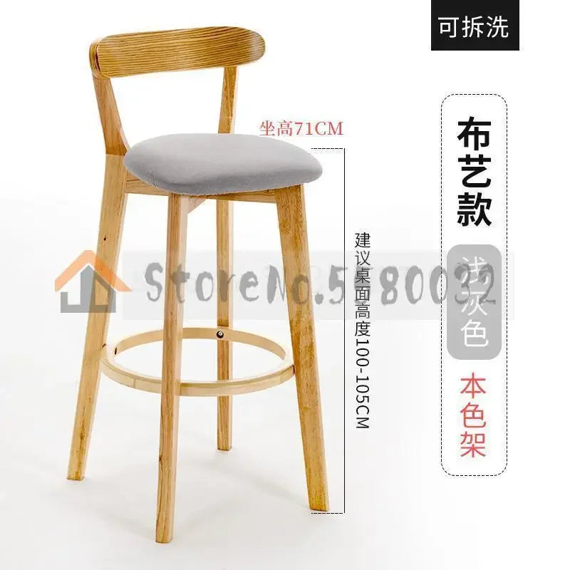 Solid Wood Bar Chair Back Simple North European