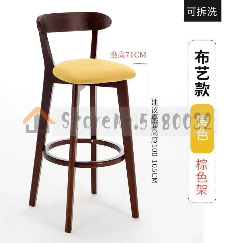 Solid Wood Bar Chair Back Simple North European