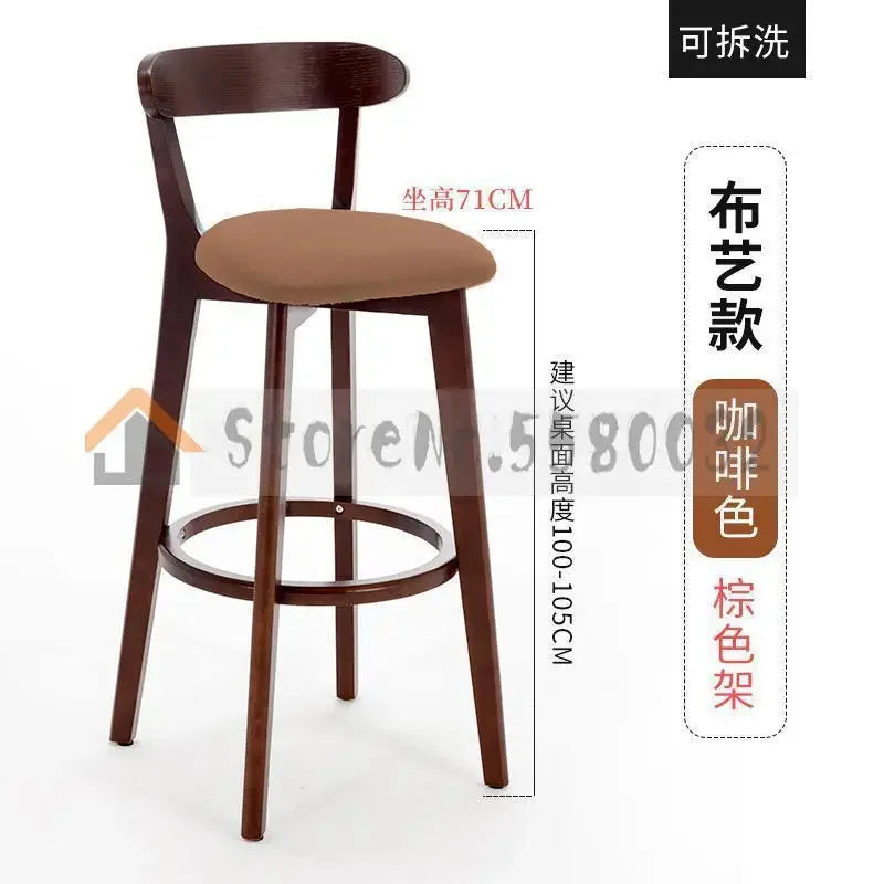 Solid Wood Bar Chair Back Simple North European