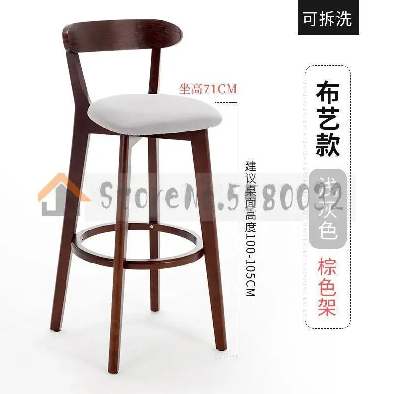 Solid Wood Bar Chair Back Simple North European