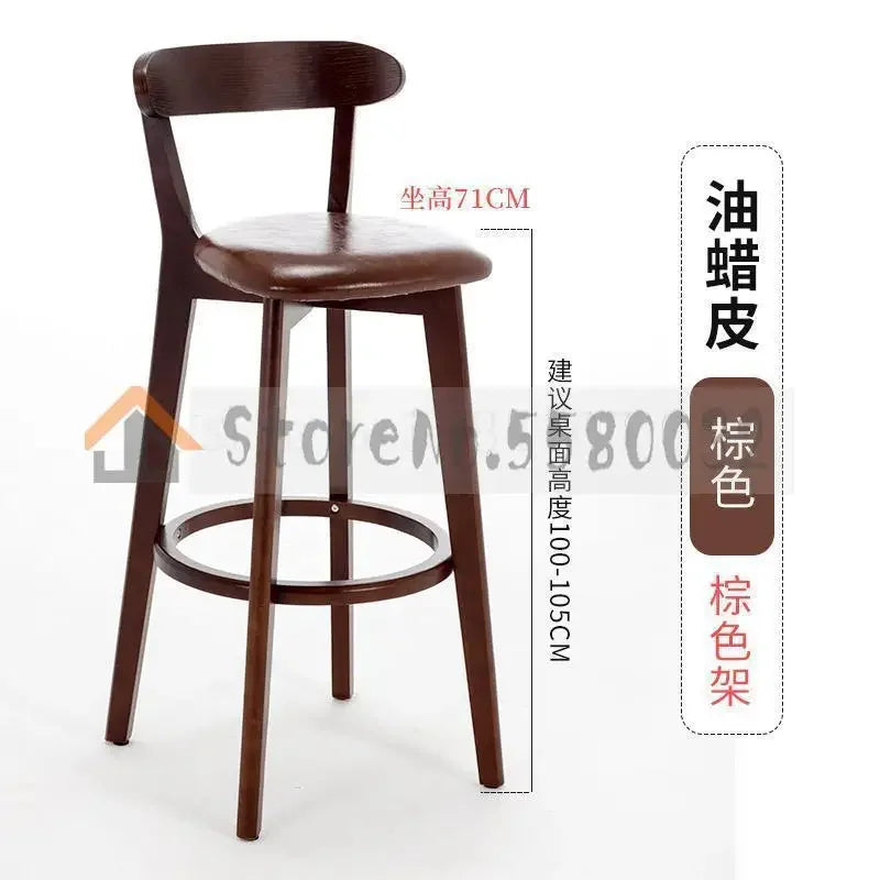Solid Wood Bar Chair Back Simple North European