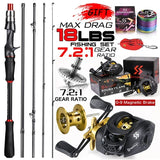 Sougayilang Casting Fishing Rod Reel Set 1.8/2.1m Carbon