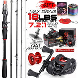 Sougayilang Casting Fishing Rod Reel Set 1.8/2.1m Carbon