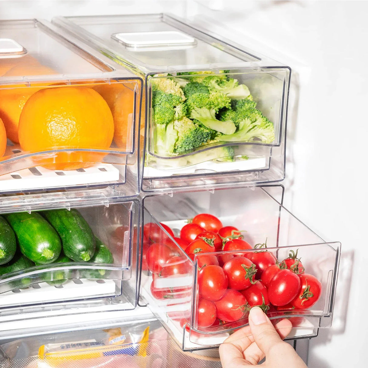 Stackable Refrigerator Organizer Bins, Reusable Food Storage Containers,