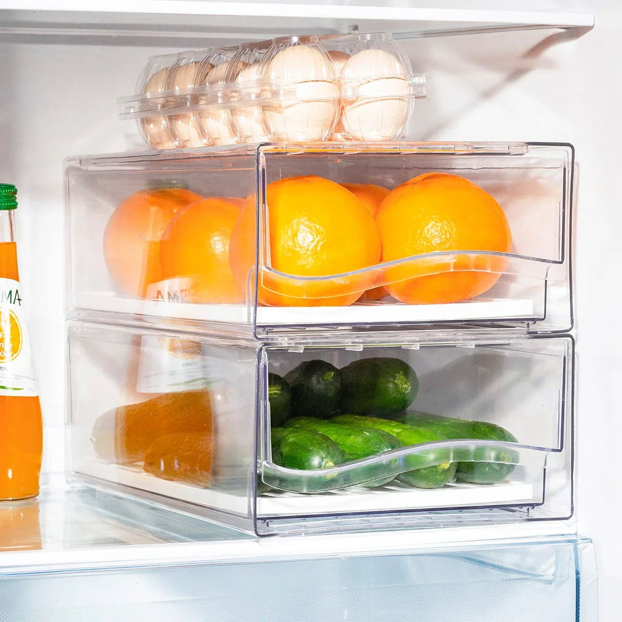 Stackable Refrigerator Organizer Bins, Reusable Food Storage Containers,