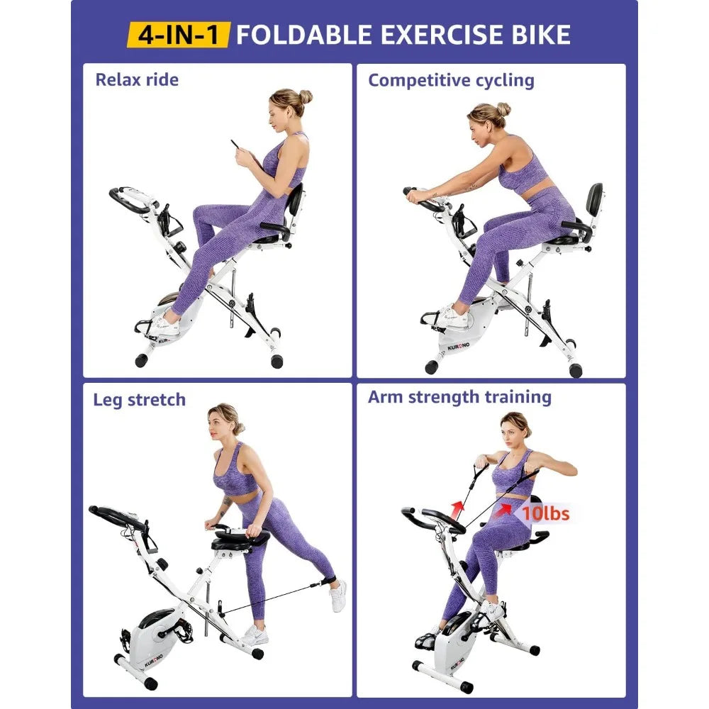 Stationary Exercise Bike| 4 IN 1 Foldable Indoor