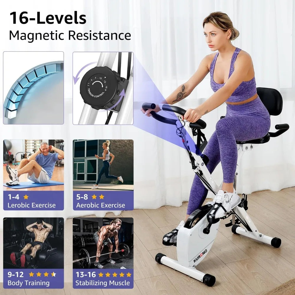 Stationary Exercise Bike| 4 IN 1 Foldable Indoor