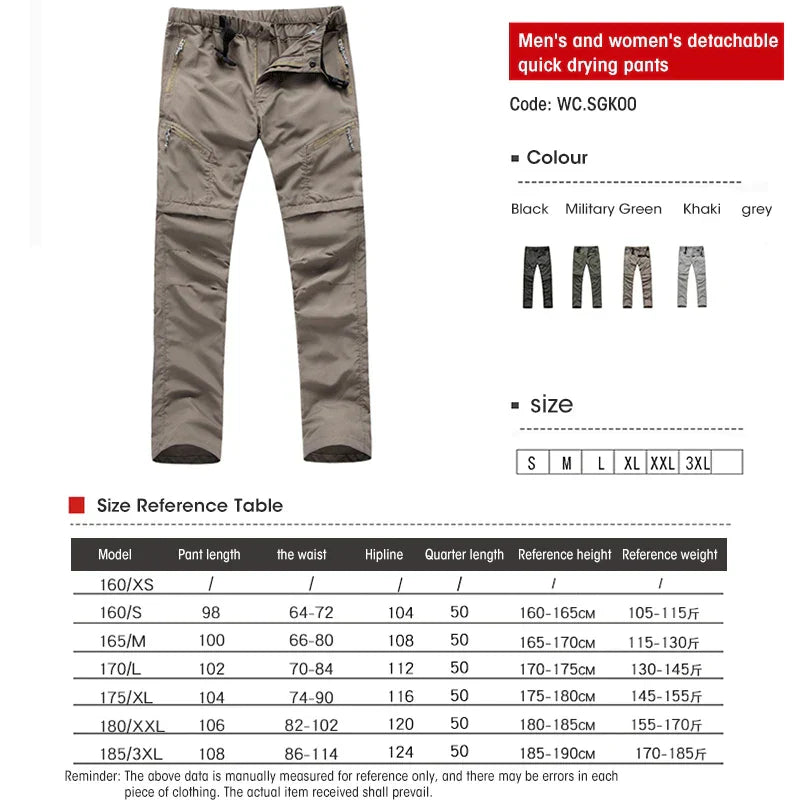 Summer Tactical Pants for Men Quick Drying Women