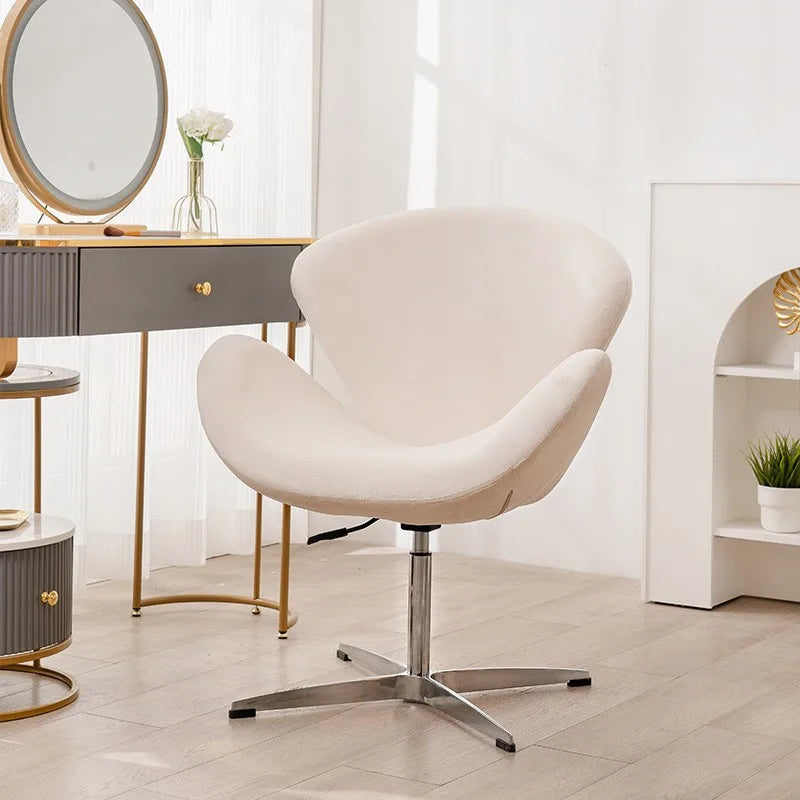 Swan Chair Fabric Sofa Chair Solid Color Cream