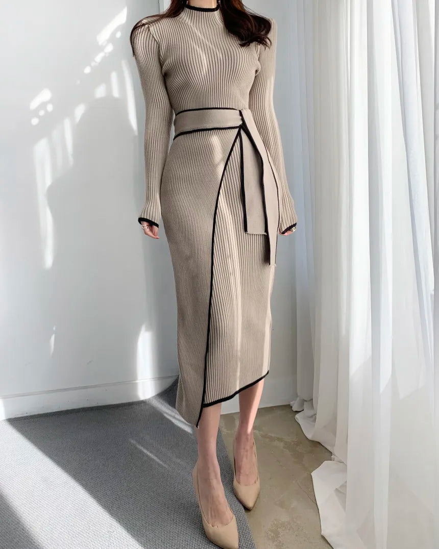 Sweater Midi Dress For Woman Clothes Casual Autumn