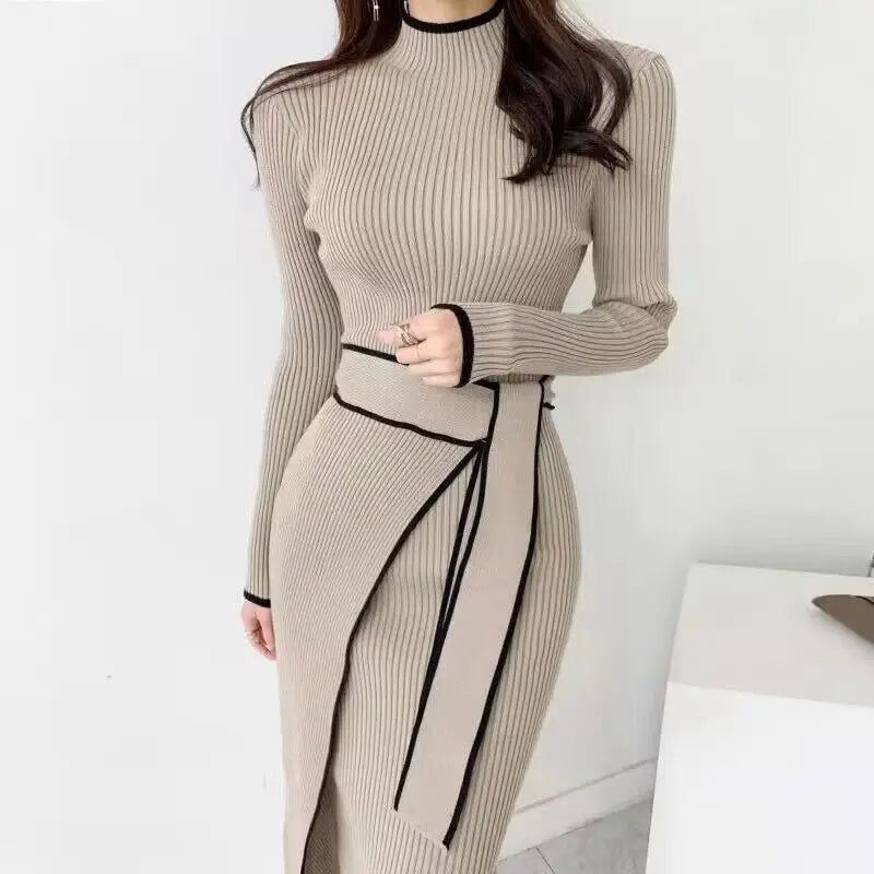 Sweater Midi Dress For Woman Clothes Casual Autumn