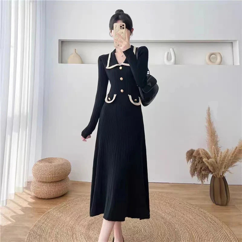 Sweater Midi Dress For Woman Clothes Casual Autumn