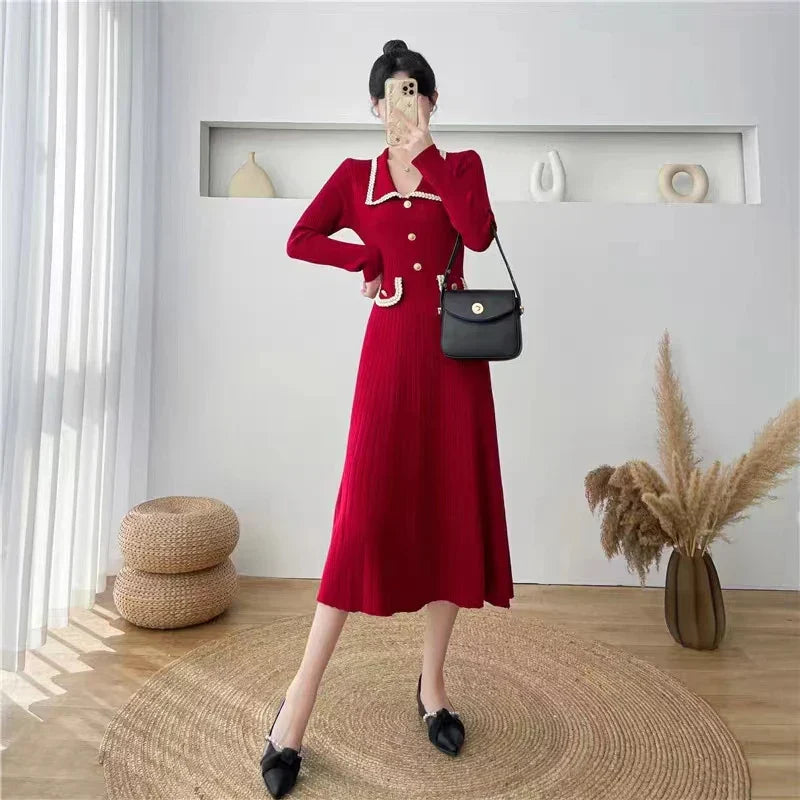 Sweater Midi Dress For Woman Clothes Casual Autumn