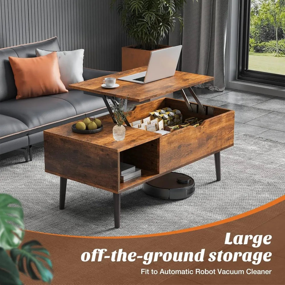 Sweetcrispy Coffee Table Brown, Living Room Lift Coffee