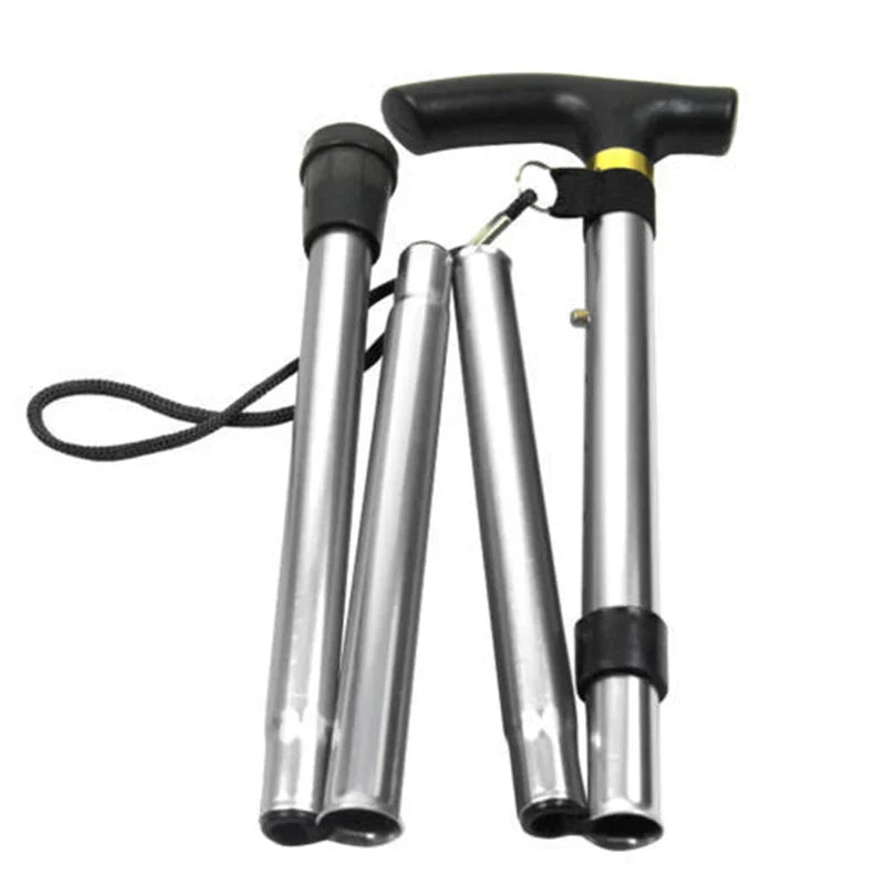 T-handle Portable Easy Folding Walking Stick Adjustable Aluminum