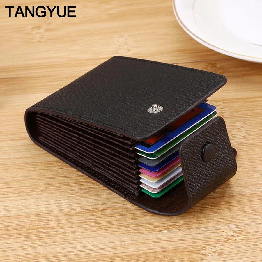 TANGYUE Men Credit Card Holder Leather Purse for Cards Case Wallet for Credit ID Bank Card Holder Women Cardholder and Coins