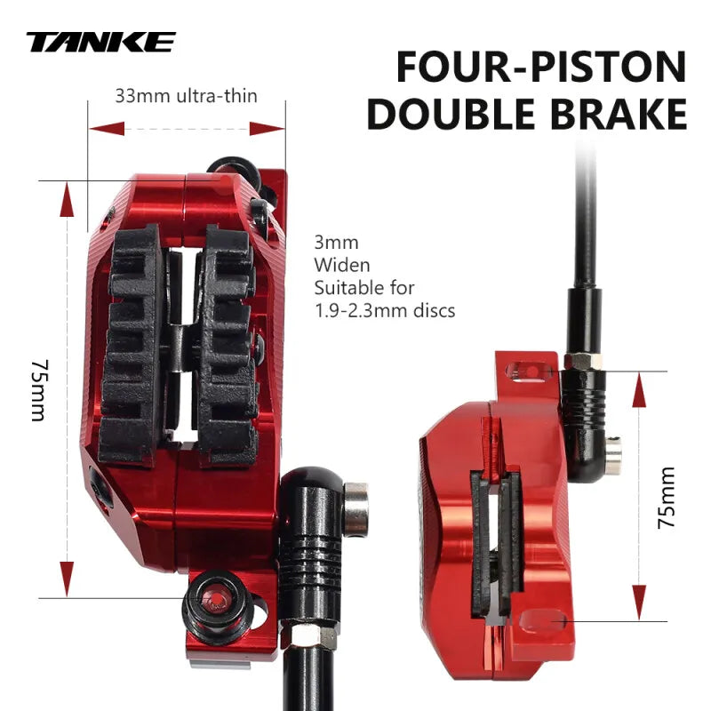 TANKE MTB 4-Piston Hydraulic Disc Brake Bicycle Resin
