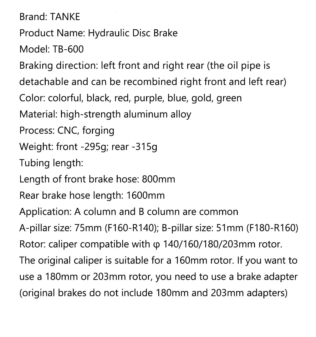 TANKE MTB 4-Piston Hydraulic Disc Brake Bicycle Resin