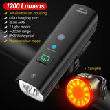 TOPRIDER Bicycle Light 1200LM T6 LED Rechargeable Set