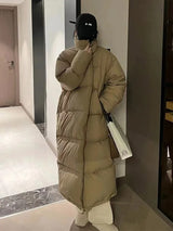 Thick Solid Long Jacket Woman Turn-down Collar Coat