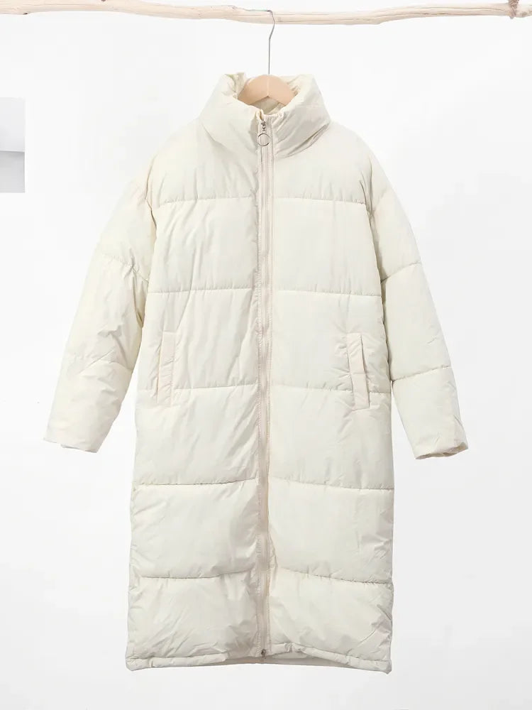 Thick Solid Long Jacket Woman Turn-down Collar Coat