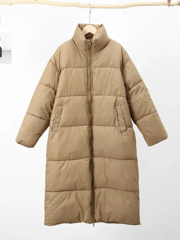 Thick Solid Long Jacket Woman Turn-down Collar Coat