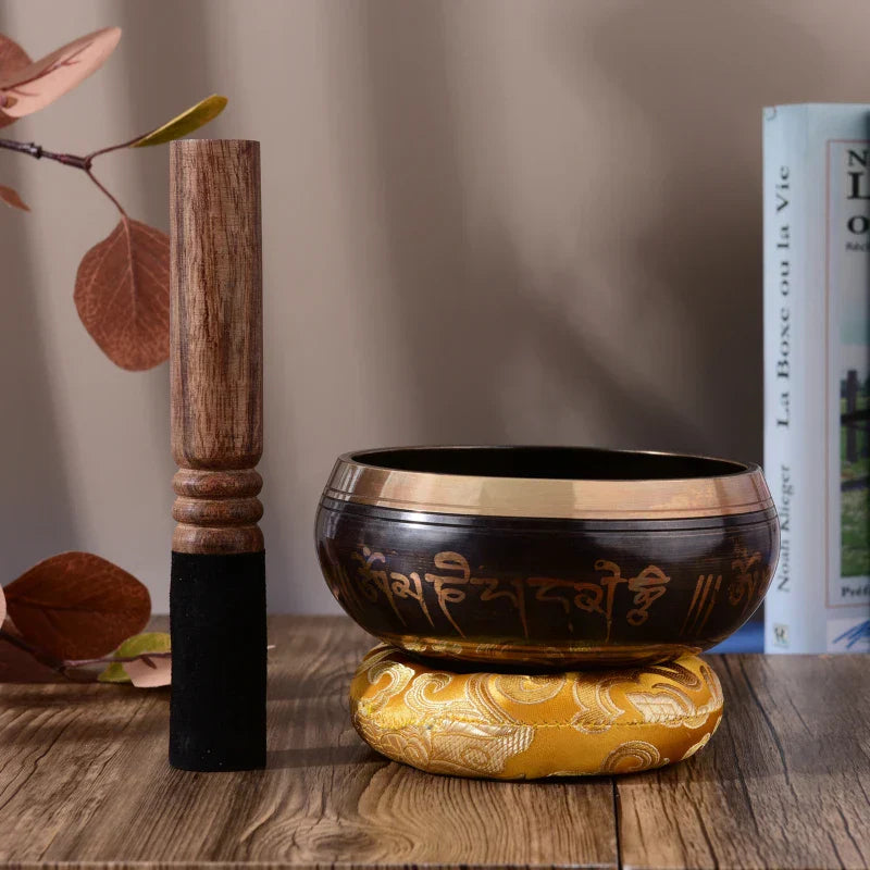 Tibetan Singing Bowl Set with 12.5cm/5inch Handmade Metal