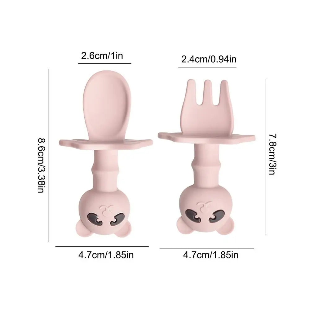 Toddler Fork And Spoon Set Cartoon Shape Silicone