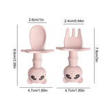 Toddler Fork And Spoon Set Cartoon Shape Silicone
