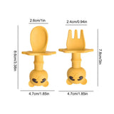 Toddler Fork And Spoon Set Cartoon Shape Silicone