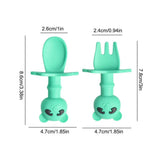 Toddler Fork And Spoon Set Cartoon Shape Silicone
