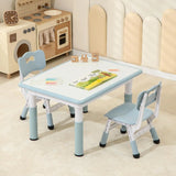 Toddler Table and 2 Chairs, Height-Adjustable Kids Table