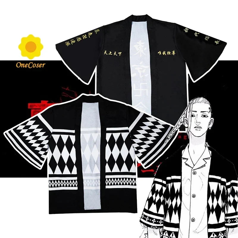 Tokyo Revengers Cosplay Cloak Anime Black White Top