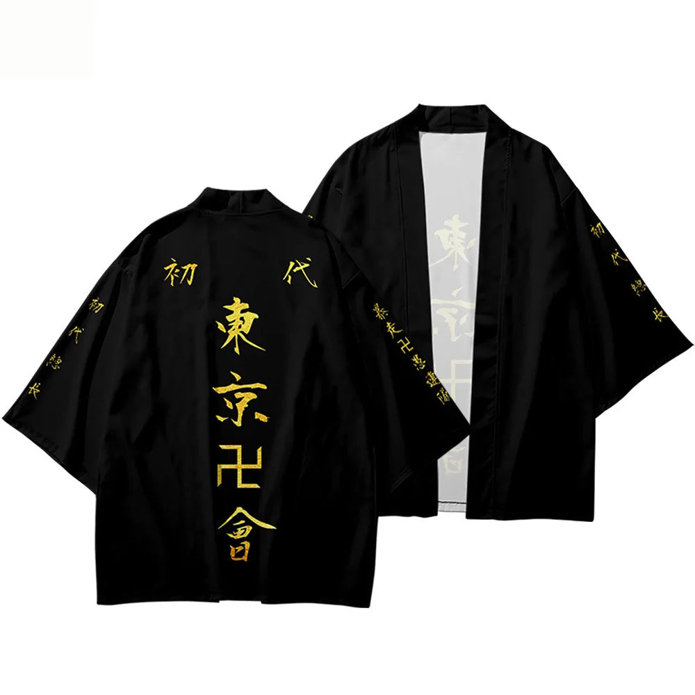 Tokyo Revengers Cosplay Cloak Anime Black White Top