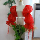 Translucent Organza Sleeve gorgeous ribbons Dreamlike Puff Sleeve