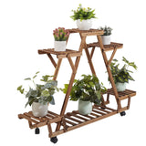 Triangular Plant Shelf 6 Potted Carbonized Wood Plant