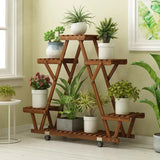 Triangular Plant Shelf 6 Potted Carbonized Wood Plant