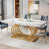 Tribesigns Modern Dining Table, 63 inch Faux Marble